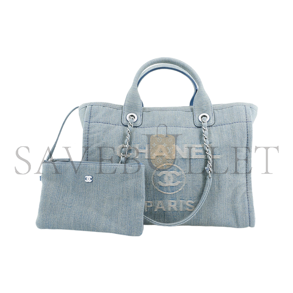 Ch*el master medium denim 23s shopping bag light blue as3351 (33*27*15cm)